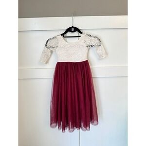 Flower girl formal‎ lace dress with tulle skirt 3/4y